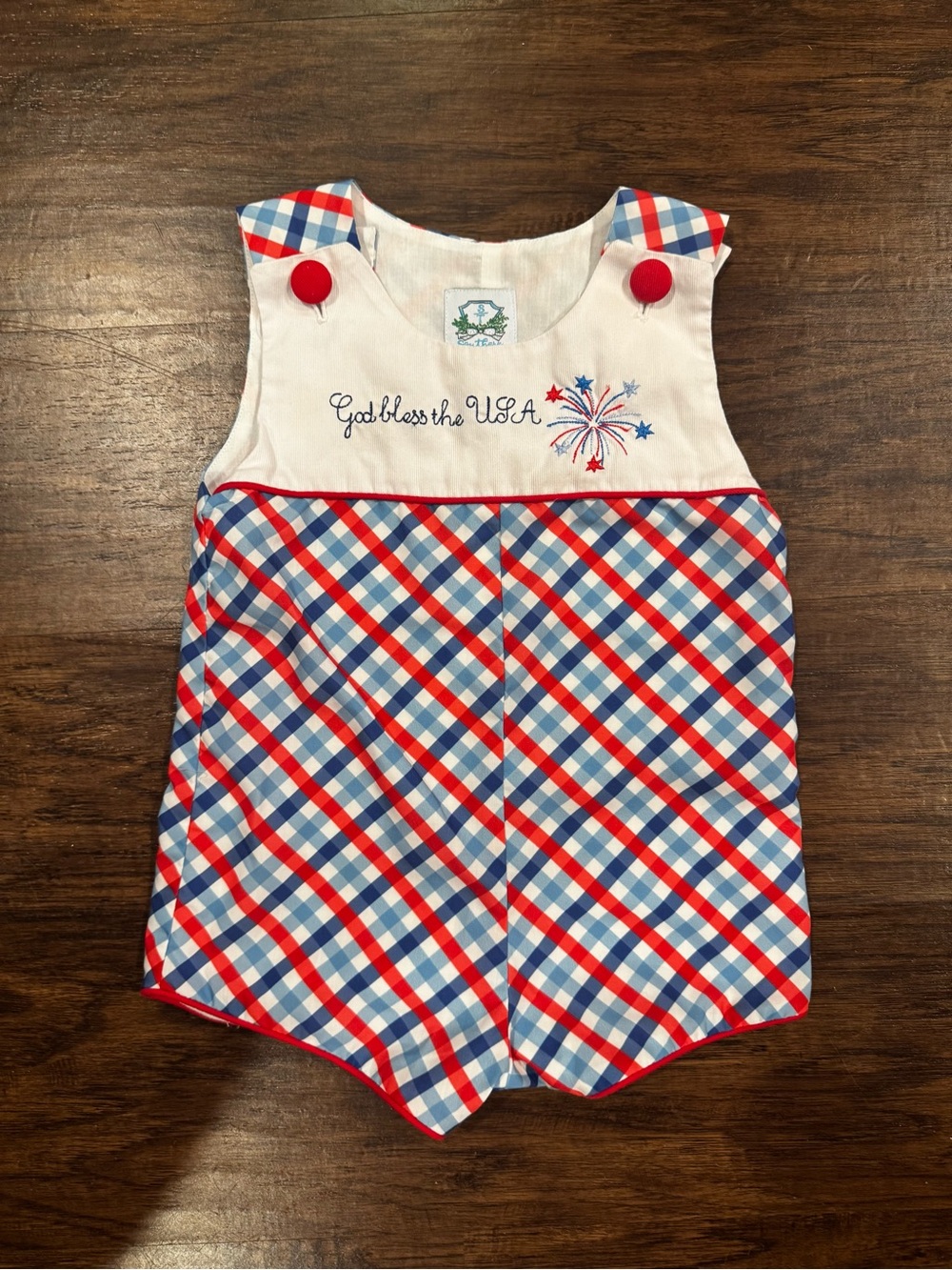 Toddler Red, White & Blue Plaid One-Piece Romper - Patriotic Summer
